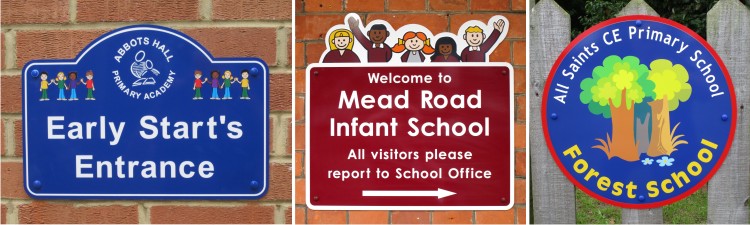 wall mounted external school signs